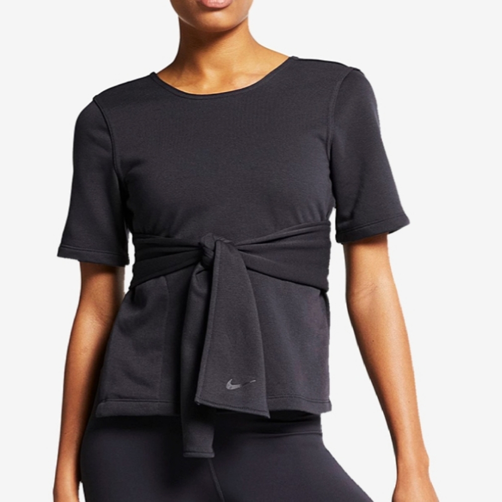 NIKE WOMEN'S STUDIO SHORT SLEEVE WRAP TOP - Picture 3 of 7